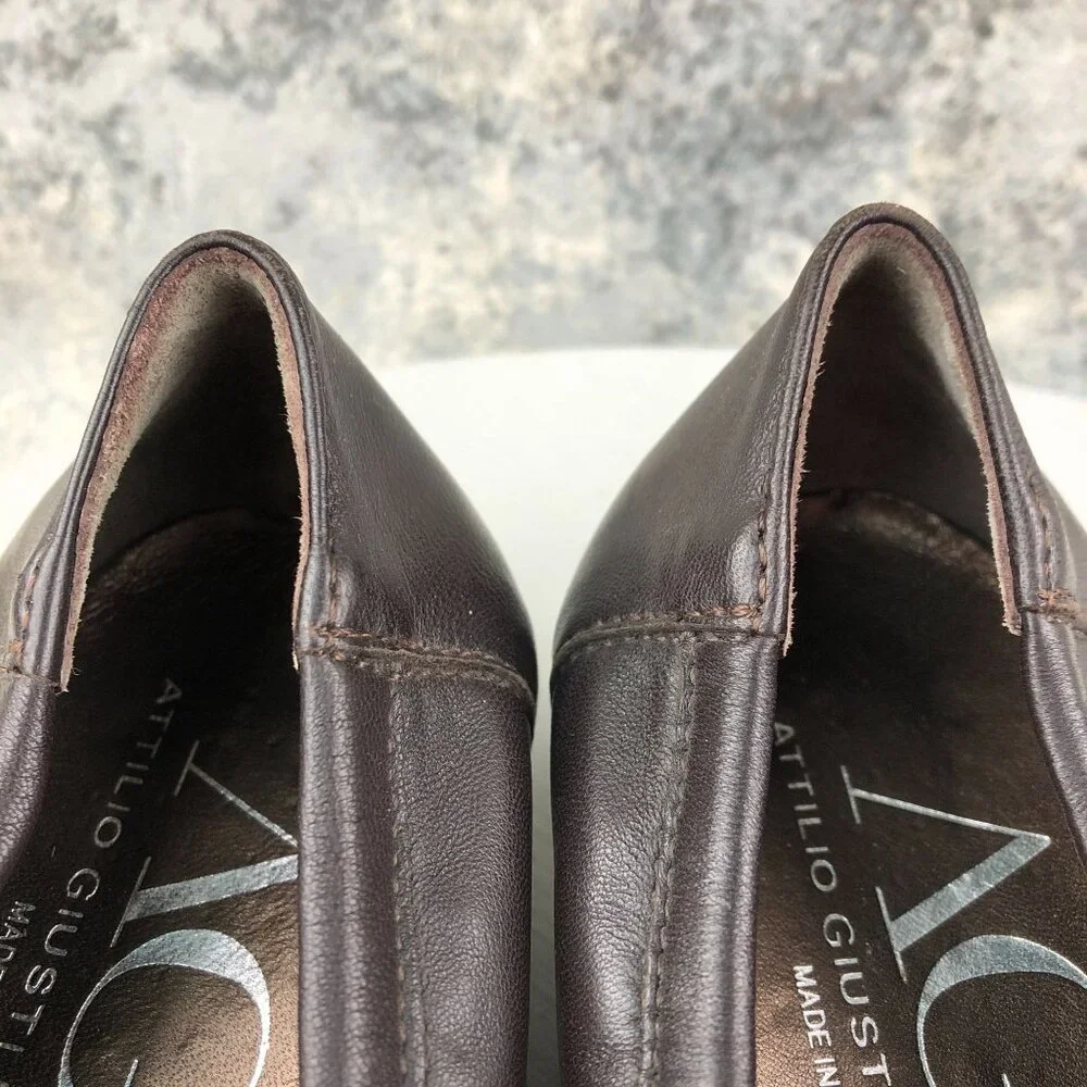 AGL Attilio Giusti Leombruni Women's Size 39.5 (9.5) Brown Leather Slip On Pumps